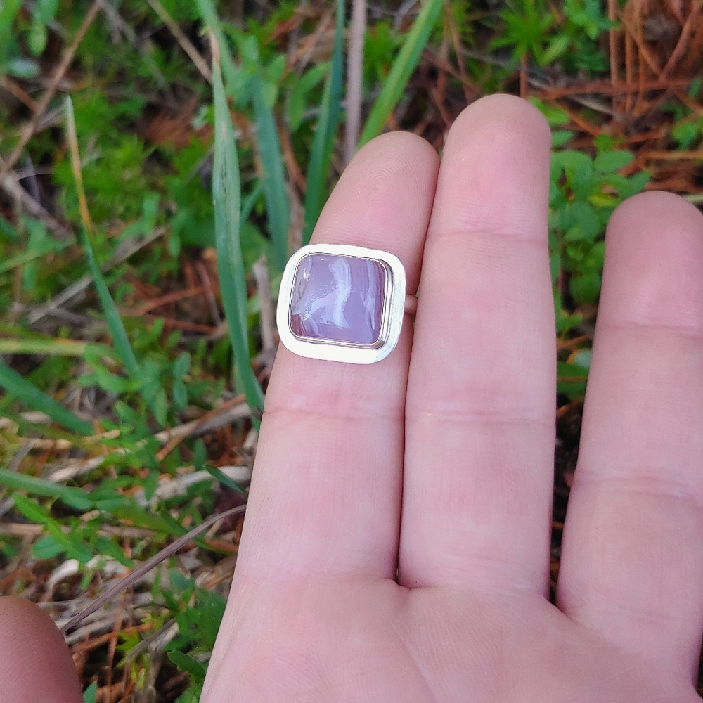 *SOLD* Rare Purple Agate Artisan Made Sterling Silver Ring - Issabeau Jewelry - Picture 3 of 9